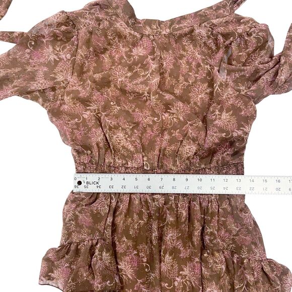 MELLODAY Floral Chiffon Maxi Dress Long Sleeve Boho Fall Fashion Women’s Small - Picture 10 of 12